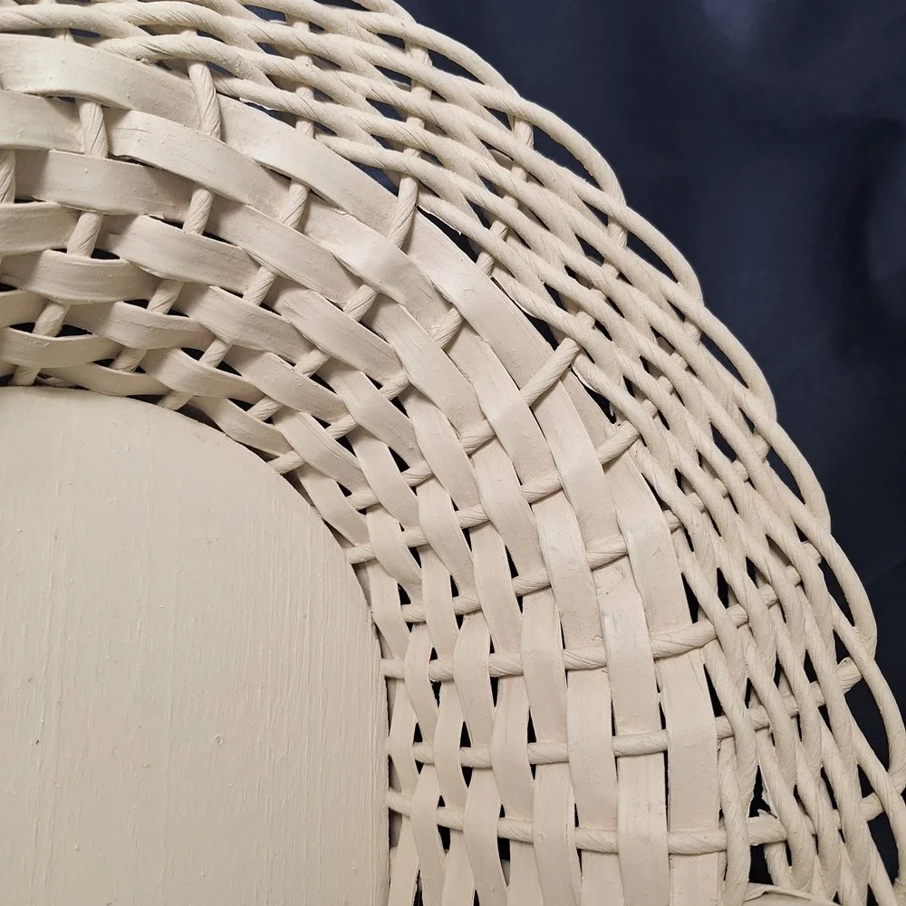 Vintage Harry & David Wicker Basket Bear Creek Off White Painted Cottage Core Lg